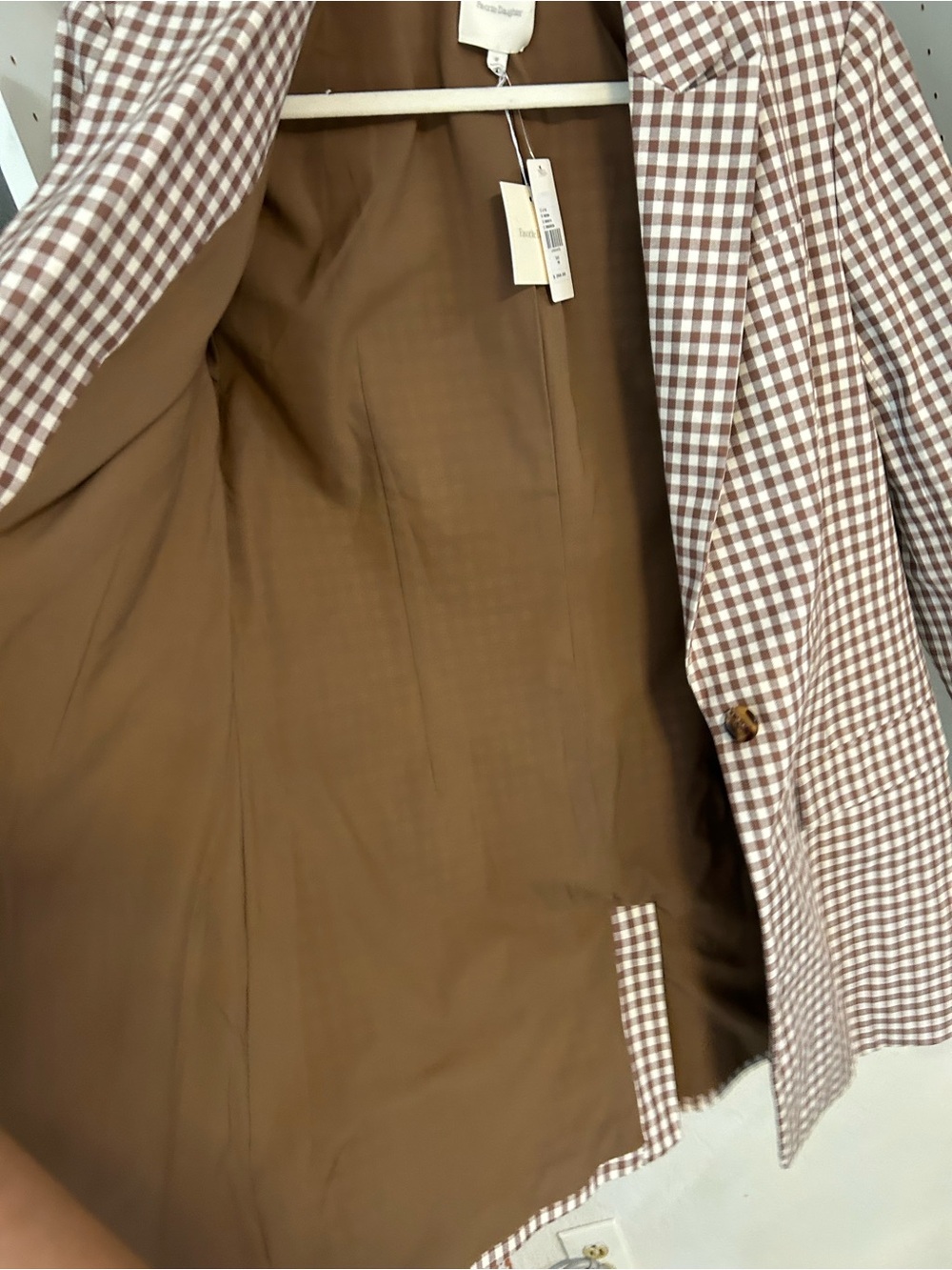 Anthropologie Favorite Daughter The Break-Up Blazer brown gingham check print - Picture 8 of 9